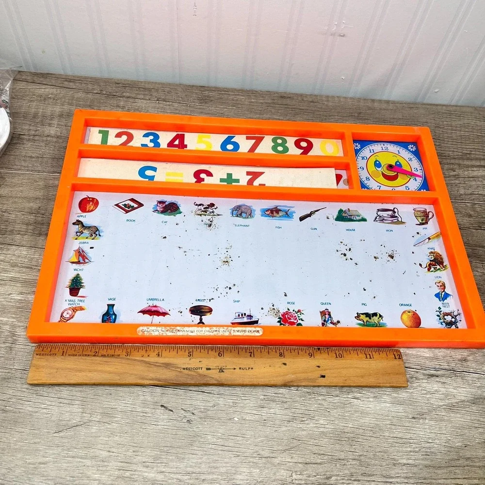 Vintage Educational Magnet Board: Nursery Decor with Letters & Numbers